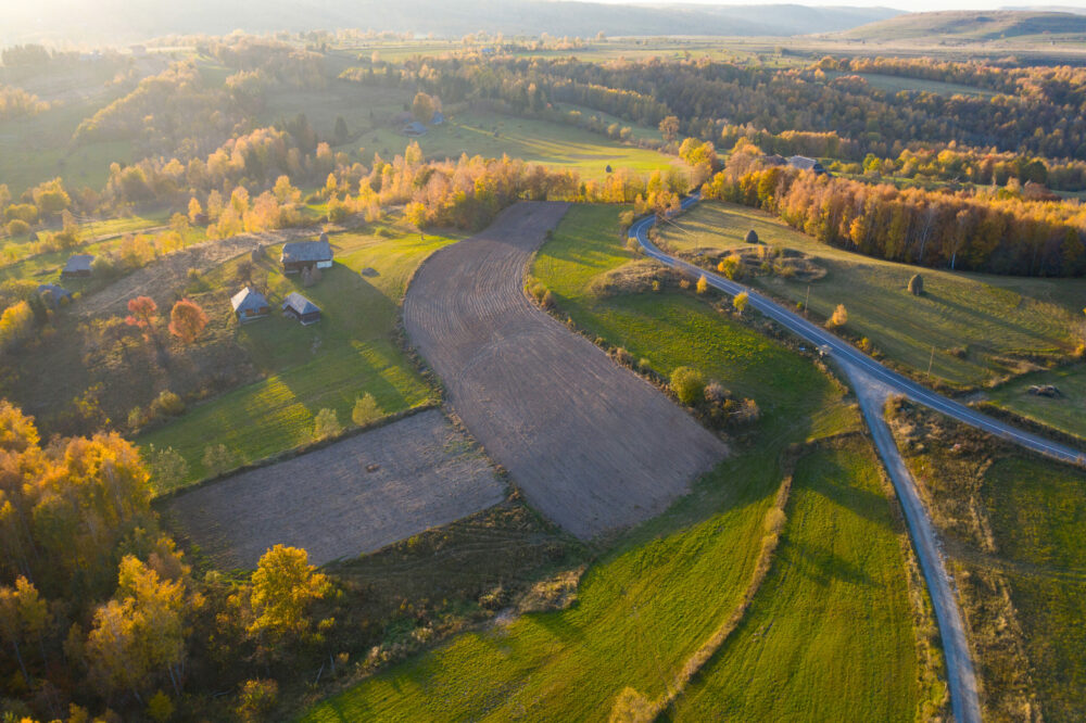 Aeriel View of Colorful Autumn Hills